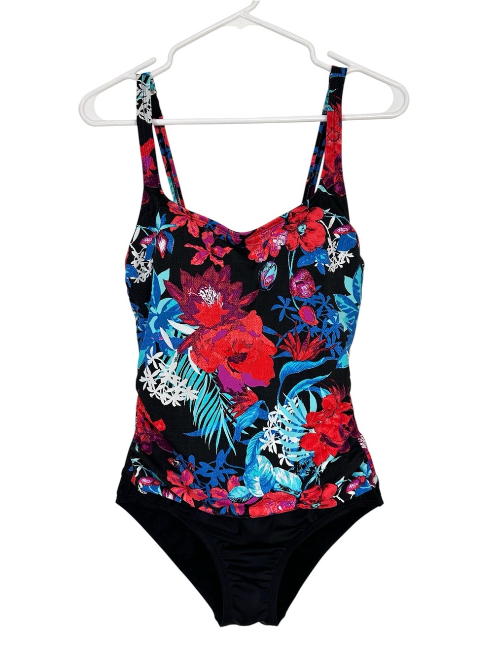 Jantzen Floral One Piece Swimsuit In Black Red And Pink